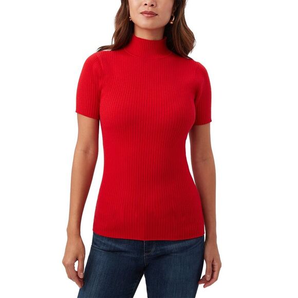 Trina Turk Womens  Armeni Mock Neck Wool Sweater, Red - Picture 1 of 4